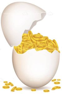 Dollar coins in egg
